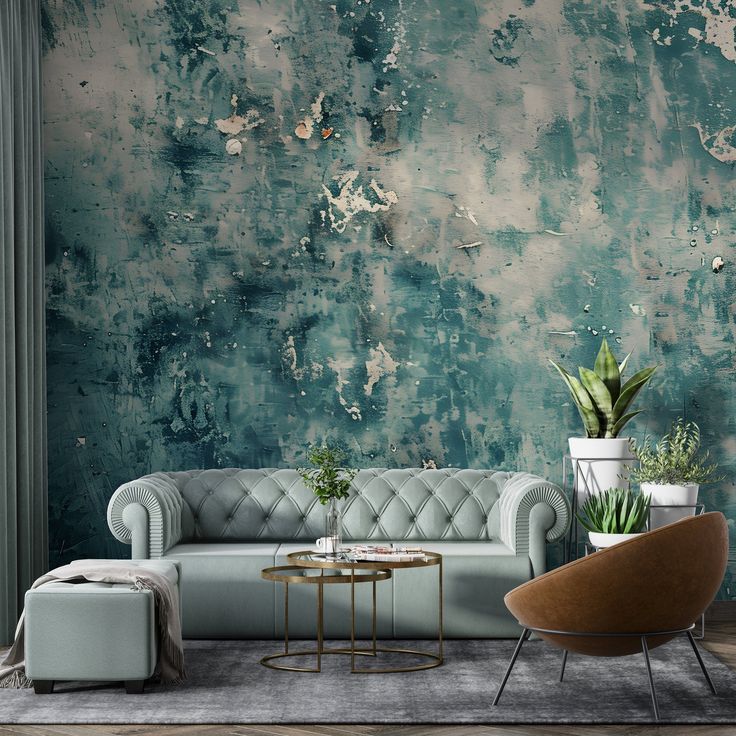 Venetian Plaster Wallpaper - Stucco Watercolor Wallpaper, Vintage Decorative Design - Removable P